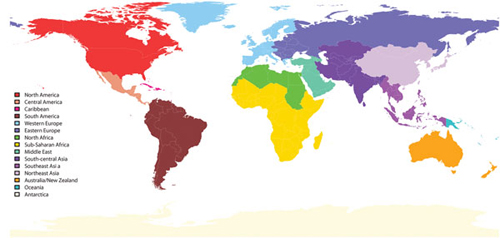 Figure 1 Map GeoSentinel Regions